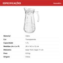 Ver imagem 6 de Jarra de Vidro 1,7L Transparente 26x13x13cm Água Suco Chá Bebidas Mesa Detox