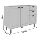 Ver imagem 3 de Balcão de Cozinha para Pia 2 Portas 3 Gavetas Verde Mint 1532 - Genialflex