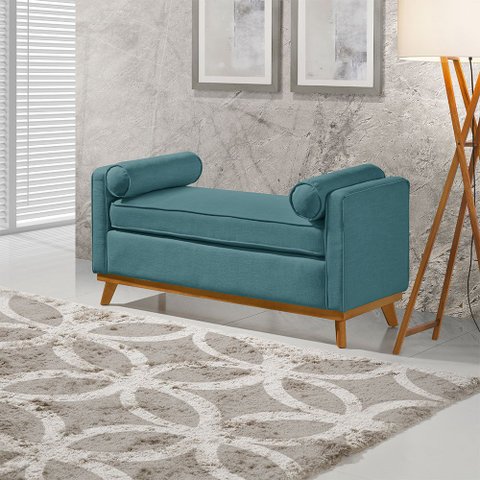 Recamier Italia 1,30M com Base Madeira Linho Sofatec