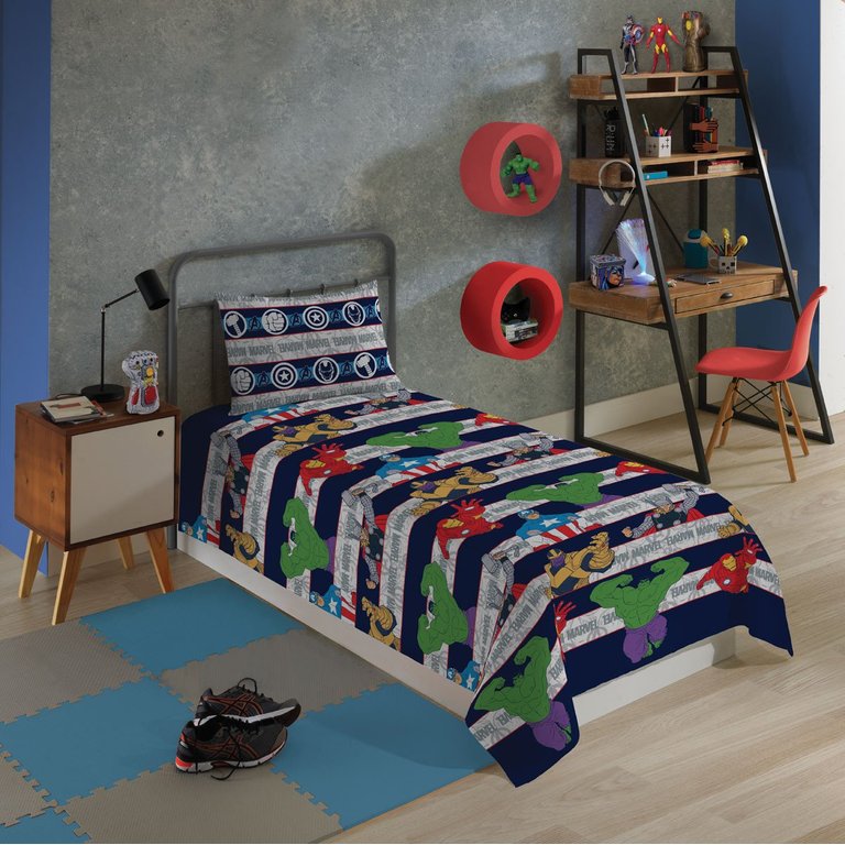 Jogo de Cama Lençol Elastico Solteiro Avengers 3 Pecas Menino Lepper
