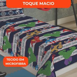 Jogo de Cama Infantil Lepper Vingadores Solteiro 3 Peças Microfibra Azul - 4