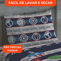 Jogo de Cama Infantil Lepper Vingadores Solteiro 3 Peças Microfibra Azul - 6