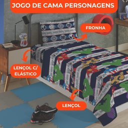 Jogo de Cama Infantil Lepper Vingadores Solteiro 3 Peças Microfibra Azul - 3