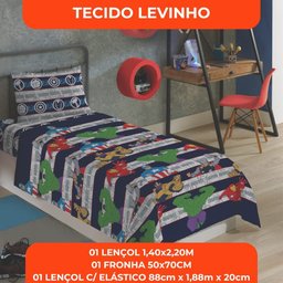 Jogo de Cama Infantil Lepper Vingadores Solteiro 3 Peças Microfibra Azul - 8