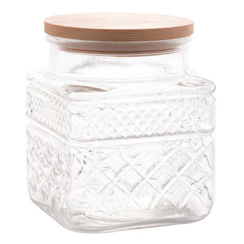 Porta Mantimentos de Vidro com Tampa em Madeira 1,2l - Wolff