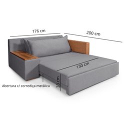 Sofá Cama Panamá Compose Linho Grafite com Baú Império Estofados - 2