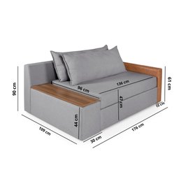 Sofá Cama Panamá Compose Linho Grafite com Baú Império Estofados - 10