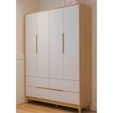 Ver imagem 3 de Guarda Roupa Infantil para Quarto Infantil Quater Linha Tomi Branco com Carvalho