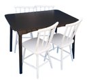 Ver imagem 1 de Jogo de Jantar Colonial Brisa Mesa 110x80 Cm Preta + 04 Cadeiras Branca Rustico