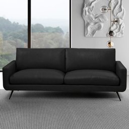 Sofá 2 Lugares para Sala de Estar Living Industrial 183cm Dijon L06 Couro Preto - Lyam Decor - 2