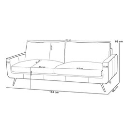 Sofá 2 Lugares para Sala de Estar Living Industrial 183cm Dijon L06 Couro Preto - Lyam Decor - 5
