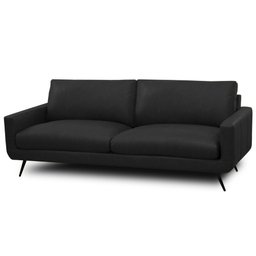 Sofá 2 Lugares para Sala de Estar Living Industrial 183cm Dijon L06 Couro Preto - Lyam Decor - 1