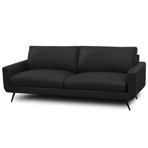 Sofá 2 Lugares para Sala de Estar Living Industrial 183cm Dijon L06 Couro Preto - Lyam Decor