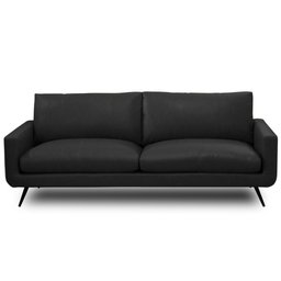 Sofá 2 Lugares para Sala de Estar Living Industrial 183cm Dijon L06 Couro Preto - Lyam Decor - 3