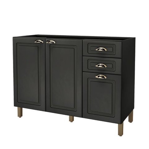 Balcão Pia Firenze - Mdp 3 Portas 2 Gavetas 120cm sem Tampo Chumbo - Indekes