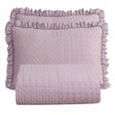 Ver imagem 1 de Kit Cobre Leito Colcha Casa Scarpa Maison King C/ Babado Percal 300 Fios 3 Peças - Roxo Malva