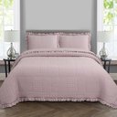 Ver imagem 2 de Kit Cobre Leito Colcha Casa Scarpa Maison King C/ Babado Percal 300 Fios 3 Peças - Roxo Malva