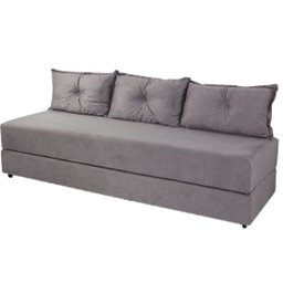 Sofanete Sofá de 3 lugares Sofá Cama de Casal Bicama em Suede Cinza - 1