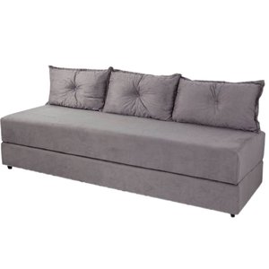 Sofanete Sofá de 3 lugares Sofá Cama de Casal Bicama em Suede Cinza