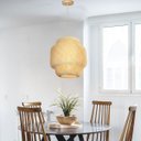 Ver imagem 2 de Pendente Bali 40cm Madeira e Fibra de Bambu Natural Soquete E27 Design Rústico para Ambientes Intern