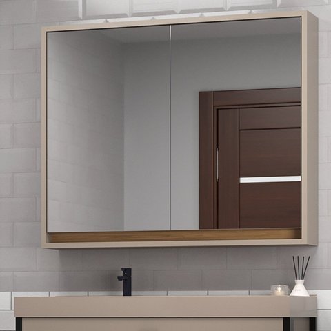 Armário de Banheiro 80cm 2 Portas com Espelho Ref 810 London Marrom/Gianduia/Itapuã