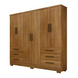 Guarda Roupa Solteiro com Pés 6 Portas 6 Gavetas - Encant-Cumaru - Móveis Novo Horizonte - 1 Guarda Roupa Solteiro com Pés 6 Portas 6 Gavetas - Encant-Cumaru - Móveis Novo Horizonte - 1