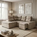 Ver imagem 1 de Sofá de Canto 5 Lugares Stela 280cm Suede Bege