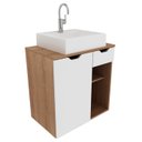 Ver imagem 2 de Gabinete Suspenso Para Cuba De Banheiro BN3605 Amendoa Branco Tecno Mobili