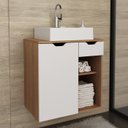 Ver imagem 1 de Gabinete Suspenso Para Cuba De Banheiro BN3605 Amendoa Branco Tecno Mobili