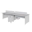 Ver imagem 3 de Plataforma de Trabalho para Escritório Linha Corporativa Alto Padrão 6 Gavetas MDP 300cm Cinza F5