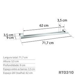 Toalheiro Duplo 70 cm Inox Grafite - Kromus RT0310G - 4