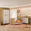 Ver imagem 6 de Quarto para Bebê Completo 3 Peças Guarda-Roupa, Cômoda e Berço Encanto Marrom/Freijo Toq/Branco Acet