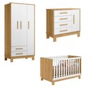 Ver imagem 2 de Quarto para Bebê Completo 3 Peças Guarda-Roupa, Cômoda e Berço Encanto Marrom/Freijo Toq/Branco Acet