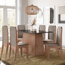 Ver imagem 1 de CONJUNTO SALA DE JANTAR LÍBIA 1,35 X 0,90 COM 6 CADEIRAS AMÊNDOA 01A