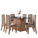 Ver imagem 2 de CONJUNTO SALA DE JANTAR LÍBIA 1,35 X 0,90 COM 6 CADEIRAS AMÊNDOA 01A