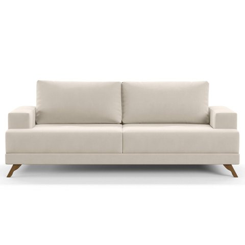 Sofá 200cm 3 Lugares Pés Curvos Santi Suede D05 Bege - Mpozenato