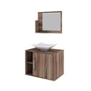 Ver imagem 2 de Conjunto Balcão C-cuba L38 e Espelheira Soft 600 Carvalho Dark C-preto Ônix Nogal