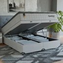 Ver imagem 1 de Cama Box Baú Queen + Colchão Comfort Class Pillow Top Branco/suede Branco