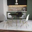 Ver imagem 1 de Mesa Jantar Redonda 110cm Preta Clips 3 Pés com 4 Cadeiras Eames Eiffel Brancas Base Dourada