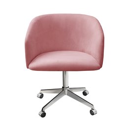 Cadeira Para Escritório E Home Office Atenas Base Giratória Rodizio - Veludo Rosé - 3