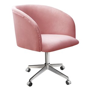 Cadeira Para Escritório E Home Office Atenas Base Giratória Rodizio - Veludo Rosé