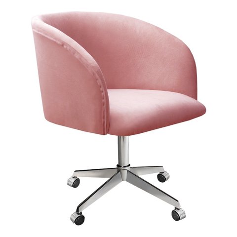 Cadeira Para Escritório E Home Office Atenas Base Giratória Rodizio - Veludo Rosé