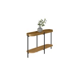 Aparador Monaco 139cm em Couro Caramelo/Nature Pés Preto Linea Brasil - 2