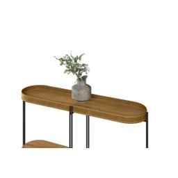 Aparador Monaco 139cm em Couro Caramelo/Nature Pés Preto Linea Brasil - 4