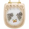 Assento Sanitário Poliéster Sabatini Bege Decorado Borboleta Amarela Com Ferragem Dourada - 1