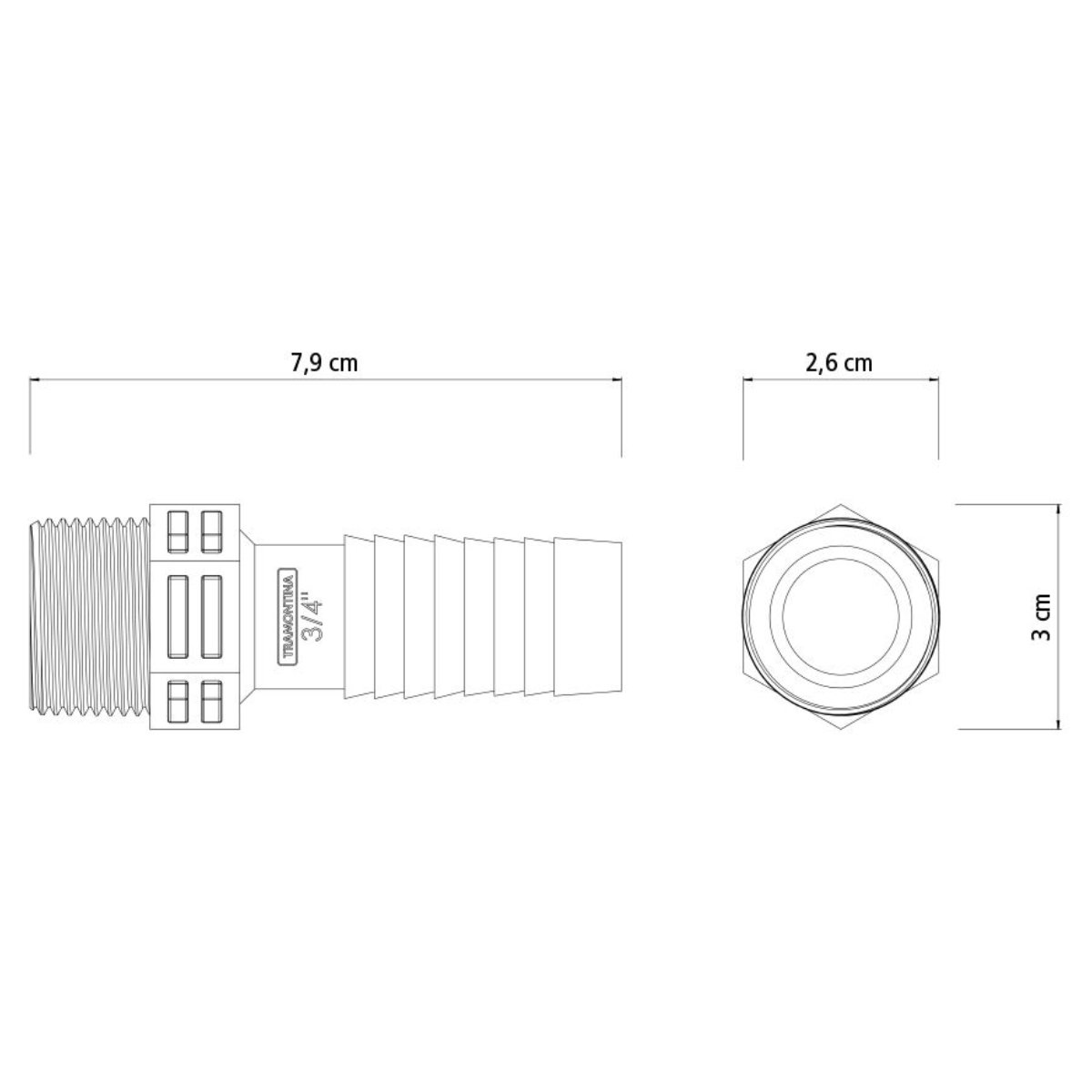 Adaptador Espigão com Rosca Externa 3/4 para Mangueira | Kaztec | Kit 06 Un - 2