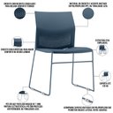 Ver imagem 2 de Cadeira Empilhável Fixa Link F02 Base Aço Azul - Lyam Decor