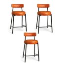 Ver imagem 2 de Banqueta Cozinha Média com Encosto Industrial Preto Kit 3 Londres Pu Nozes D03 - D'rossi