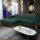 Ver imagem 2 de Sofá 6 Lugares com Chaise Esquerdo Sala Estar Molino 350cm D02 Linho Verde Musgo C-117 - Lyam