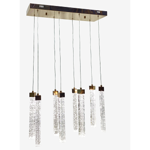 Pendente Empire Dourado Cristal 8 Tubos Led 40W 30cm Bivolt PARIS LUZ